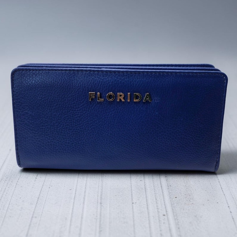 Sandol Florida Gators Royal Blue Pebbled Vegan Leather Continental Wallet NEW